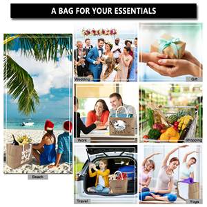 Sac fourre-tout en jute de grande capacité laminé promotionnel écologique recyclable imprimé de logo personnalisé direct de l'usine - Product Image 4