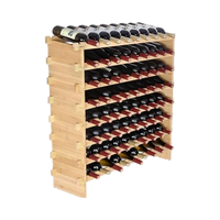 Étagère à vin modulaire autoportante à 8 niveaux, capacité de 10 à 19 bouteilles, couleur naturelle moderne, en bois de bambou massif, meuble de rangement pour la maison
