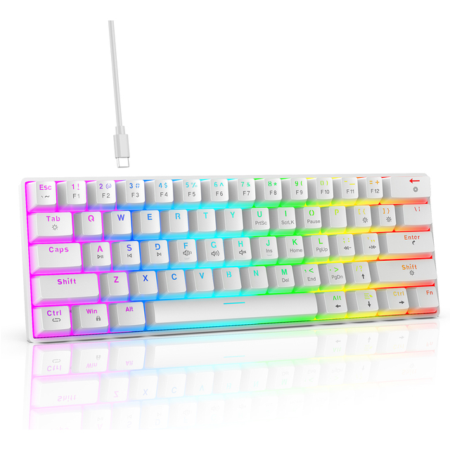 HXSJ New Design 60% RGB Backlit Wired Game Mechanical Keyboard 60 Percent V900 Silent Hot Plug Red Switch Compatible USB for