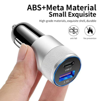 Nouveauté Chargeur de voiture USB 3.1A + Type-C ABS avec charge rapide PD pour téléphone portable et écouteurs - Adaptateur de téléphone de voiture multifonction