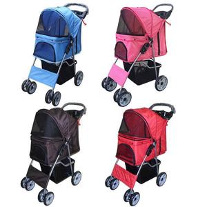 <span class=keywords><strong>Poussette</strong></span> pliable légère pour animaux de compagnie, chiens et chats, chariot à 4 roues portable avec panier de rangement et porte-gobelet pour équipement de plein air - Product Image 1