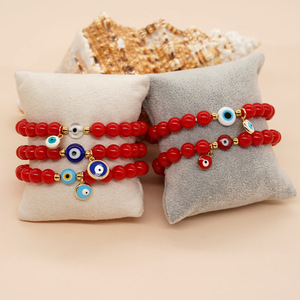 Chinese Lucky Charm 8MM Red Acrylic Beads Adjustable Evil Eye Bracelets Red For 2023