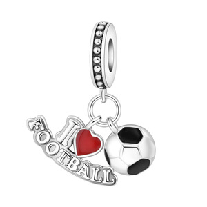 จี้ทองแดงสีขาว "ฉันรักฟุตบอล" ขายดี สร้อยข้อมือ DIY ระดับไฮเอนด์ เครื่องประดับ และอุปกรณ์เสริม - Product Image 1