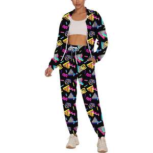 Ensemble de survêtement 2 pièces personnalisé pour femme, coupe-vent à manches longues, imprimé, en polyester et coton, poids moyen, léger - Product Image 6