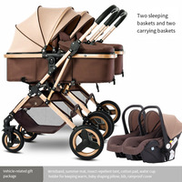 Poussette double pliable de style européen 2025, multifonctionnelle, légère, avec cadre Oxford, capacité 20 kg