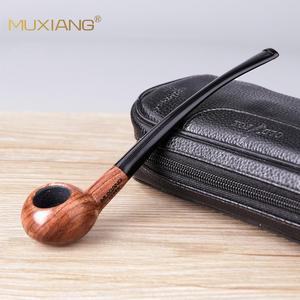Muxiang Wooden Tobacco Pipe Straight Type Handmade Smoking Pipe With Case For Personal Gift - Product Image 1