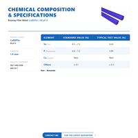 Barre de brasage auto-fluxante en Phos-Cuivre-Etain-Silicium à revêtement bleu pour la réparation de radiateurs de climatisation et de réfrigération