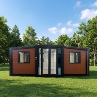 Conteneur d'expédition extensible à double aile, maison modulaire mobile pour villa, camping et bureau