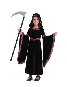<span class=keywords><strong>Disfraz</strong></span> de bruja para niñas, <span class=keywords><strong>disfraz</strong></span> de Carnaval de Halloween, <span class=keywords><strong>hechicera</strong></span> Medieval, vestido gótico pagano de terciopelo con capucha, capa de mago vampiro - Product Image 4