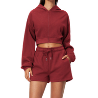 Nouvel ensemble de sport léger et uni pour femme, collection automne/hiver, décontracté, ample, avec fermeture éclair, respirant, pull et pantalon de yoga, deux pièces