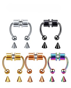 Anneau de <span class=keywords><strong>nez</strong></span> magnétique en acier inoxydable 316, faux anneau de <span class=keywords><strong>nez</strong></span> pour homme et femme, mariage ou cadeau, <span class=keywords><strong>piercing</strong></span> du septum nasal, cartilage - Product Image 1