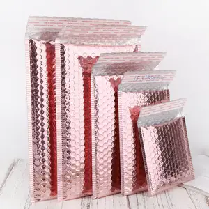 Custom Design Envelopes Padded Bubble Mailing Bags Rose Gold Glitter Metallic Foil Teal Bubble Mailers