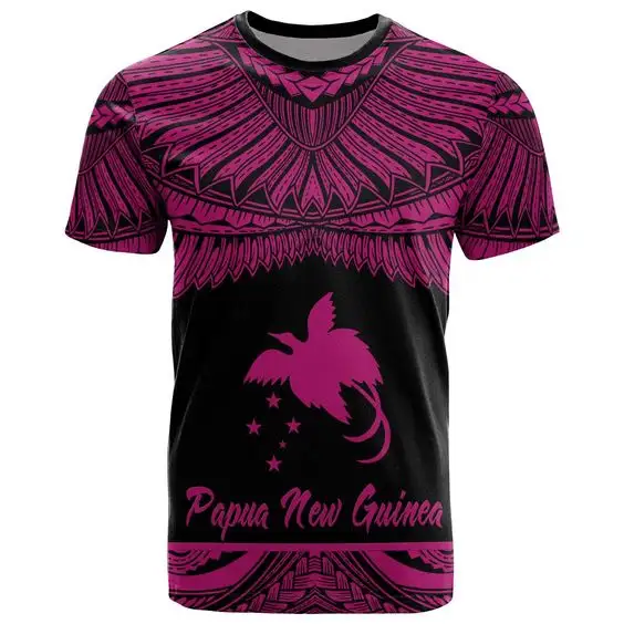 Papua-Neuguinea Gestreifte bedruckte Kleidung Tropical Islands Kurzarm-T-Shirt Gedruckt On Demand Herren Sublimate T-Shirt