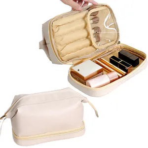 Grosir 2023 Desain Baru 2 Lapisan Tahan Air Tas Kosmetik Travel Makeup Pouch Purse Organizer untuk Wanita Gadis