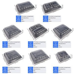 Barquette et récipient jetables personnalisables pour nouilles, compatibles micro-ondes, anti-fuite, en PP noir, 6 pouces, pour emballage à emporter - Product Image 2