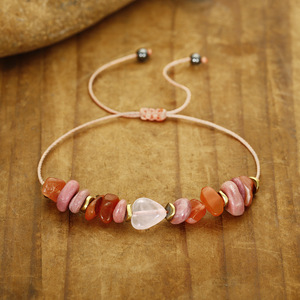Pulsera Tejida a Mano con Piedras de Cristal <span class=keywords><strong>Natural</strong></span> y Tarjetas de Intención, Joyería de Energía Curativa para Mujer - Product Image 3