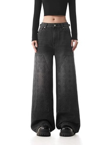 Jeans Vintage Americani di Alta Qualità, Pantaloni Lunghi Dritti da Donna, Jeans <span class=keywords><strong>Boyfriend</strong></span> con Stampa in Rilievo - Product Image 2