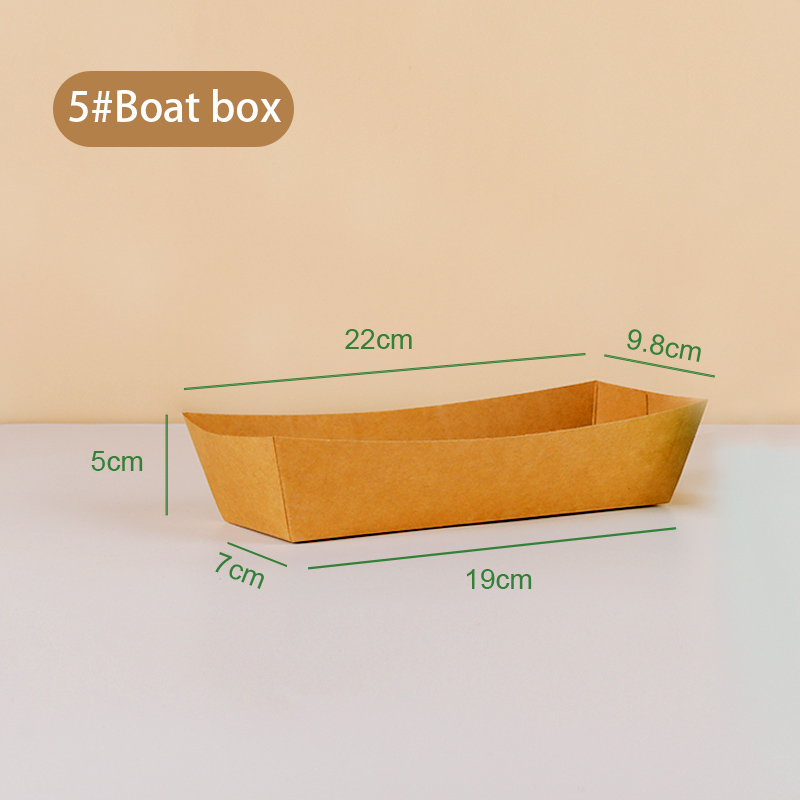 Disposable Customized Logo Takeout Paper Bowl Picnic Camping French Fries Snack Desserts Tray Plate Packaging Kraft Boat Box