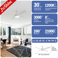 Ventilateur de plafond 1stshine de 60 pouces, qualité supérieure, vente en gros, haute performance, style luxueux, grand moteur DC avec éclairage LED