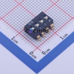 TSD104EZ DIP Switch SMD-8P,6.6x10.1mm Switch Flat Toggle, Raised Type Single Pole Single Throw 4 2.54mm - Product Image 1