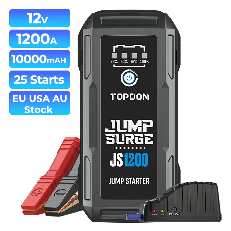 2023 topdon portable multi-function js1200 super capacity pack battery jump starter power bank booster start powerbank for car