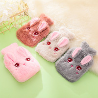 Kawaii Flannel Cover Hot Water Bottle Cute Rabbit Hot Water Bag Plush