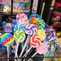 Piruleta Halal con Recubrimiento de Dibujos Animados Edición Ola Arcoíris 12g, Regalo para el Día del Niño, Caramelos Duros Coloridos con Sabores Frutales