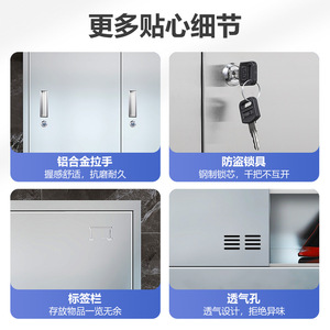 Armario de acero inoxidable 304 de 2 puertas, resistente al óxido, para taller, fábrica, escuela, cantina. - Product Image 3