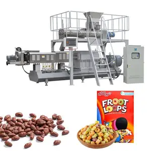 Extrusora de cereal, linha de processamento automático de flocos de milho, máquina para fazer o café da manhã