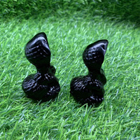 Figuras de Serpientes de Cristal Talladas a Mano al por Mayor, Serpientes Cobra de Obsidiana Negra, Estatuilla Tallada