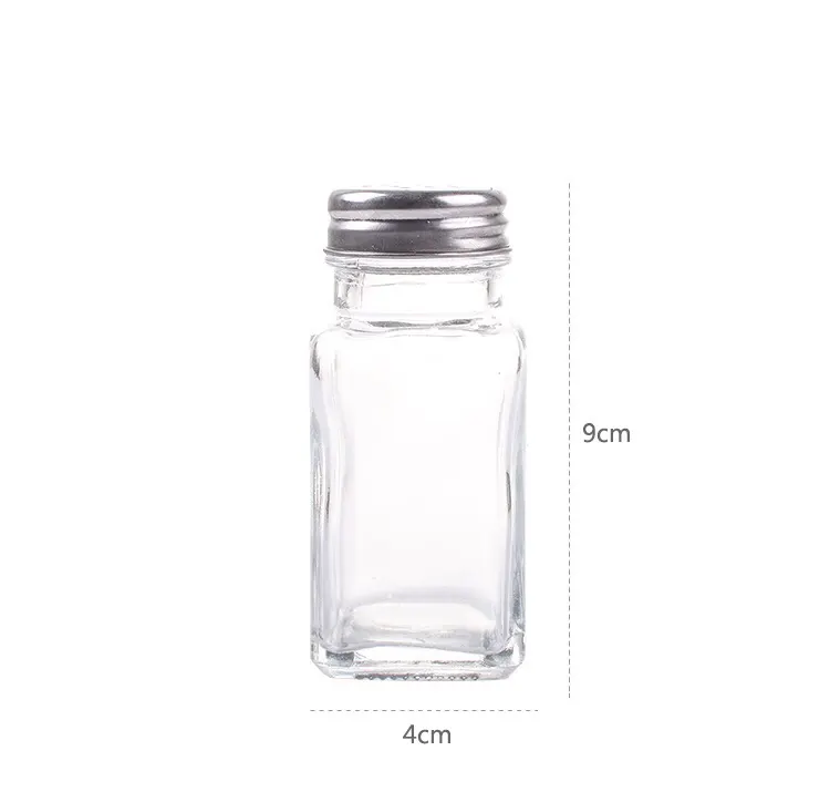 Französische quadratische Gewürz flaschen leere Glas gewürz gläser mit luftdichten silbernen Deckeln Shaker Tops Etiketten trichter für die Küche