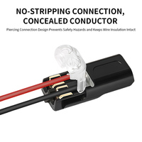 Connecteur double fil à verrouillage rapide, sans soudure, sans dénudage, type perforant, noir transparent, pour alimentation LED, PoE, TCP/IP, réutilisable