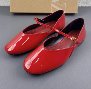 Nouvelles Chaussures Plates à Boucle pour Femmes 2026 – Ballerines en Cuir Verni Rouge, Noir et Blanc – Chaussures Habillées Simples pour Femmes - Product Image 3