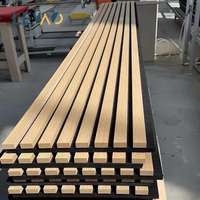 Half Wall Panelling Restaurant Akupanel Oka Wood Slat Veneer Sound Absorbing MDF Acoustic Wooden Laminate <strong>Grill</strong> Wall Panels