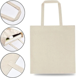 Bolsa de Mano de <span class=keywords><strong>Lona</strong></span> de Algodón Resistente con Impresión Personalizada, Blanca, Reutilizable, Ecológica, Reciclable, con Correa para el Hombro, para Compras y Promociones - Product Image 3