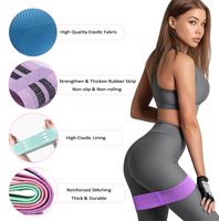 Ensemble de 3 bandes de résistance en tissu pour les fessiers, antidérapantes, pour l'entraînement des jambes, des fesses et des gluteus, pour la maison et la salle de sport