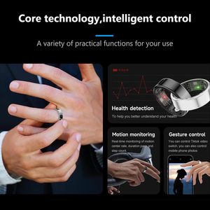 Màn hình hiển thị thiết bị theo dõi sức khỏe thông minh dạng nhẫn, chức năng theo dõi thể thao và sức khỏe, kết nối Bluetooth, chống nước IP68, điều khiển bằng ứng dụng, dành cho nam và nữ - Product Image 4