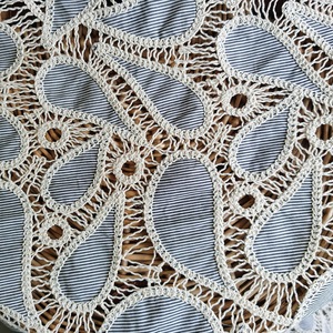 <span class=keywords><strong>Tissu</strong></span> en dentelle crochetée à base de coton <span class=keywords><strong>rayé</strong></span> <span class=keywords><strong>bleu</strong></span> <span class=keywords><strong>et</strong></span> <span class=keywords><strong>blanc</strong></span> 323 g/m², dentelle ajourée en forme de goutte pour vêtements, décoration intérieure <span class=keywords><strong>et</strong></span> artisanat DIY - Product Image 5