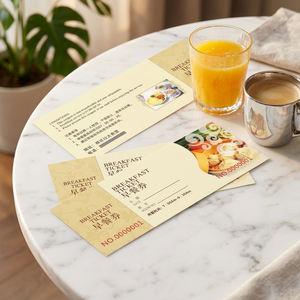 Cartes de visite personnalisées en papier offset, bons de réduction imprimés détachables pour hôtel, restaurant, buffet, petit-déjeuner, déjeuner - Product Image 6