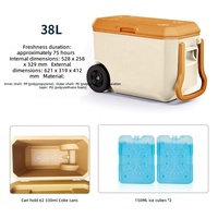 Glacière isotherme réutilisable et écologique XFY 38L avec roulettes et poignée de traction, maintien au froid jusqu'à 75 heures pour camping et pique-nique