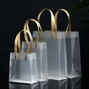 wholesale wedding birthday souvenir plastic clear goodies gift hand bag favor candy tote bag for guest