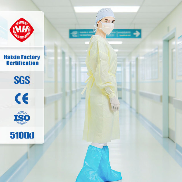 Haixin Health PP Disposable Surgical Isolation Gowns with Elastic Cuffs Dental Clinic Protective Clothing Factory Bulk Wholesale
