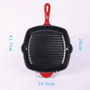 Poêle à griller en <span class=keywords><strong>fonte</strong></span> <span class=keywords><strong>émaillée</strong></span> de 27 cm, poêle à frire pour steak, wok à viande rayé, adapté à divers types de cuisinières - Product Image 2