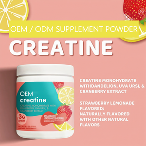 Suplemento de Creatina en Polvo OEM para Mujeres, 3g de Monohidrato de Creatina con Extracto de Diente de León, Uva Ursi y Arándano, Sabor Limonada de Fresa - Product Image 6