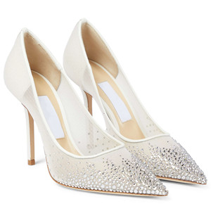 Customize Private logo Wholesale Cusp Perfect Beautiful Fashion Handmade Elegant Rhinestones <b>White</b> Wedding Shoe for the Bride - Product Image 1