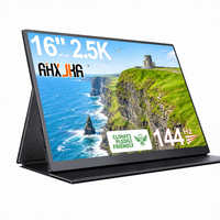 Moniteur portable AHXJKA 16 pouces à écran unique 2560x1600 2.5K 144Hz avec étui en cuir, double écran compatible Win Mac Switch