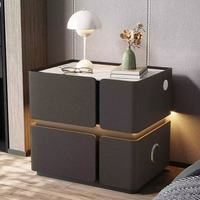 Mesita de Noche Inteligente de Madera Maciza para Dormitorio, Estilo Moderno y Sencillo, para Apartamentos Pequeños, con Sensación de Lujo, Diseño de Celebridad de Internet, Shangzheng