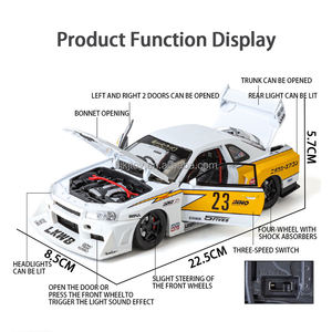 Coche fundido a presión al por mayor 1/24 Skyline <span class=keywords><strong>Ares</strong></span> Gtr versión de cuerpo ancho supercoche aleación vehículo fundido a presión modelo de coche sonido luz niños regalo - Product Image 5