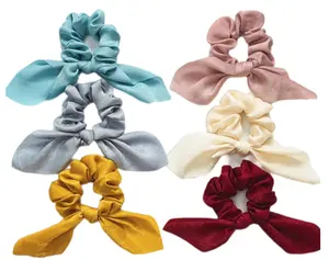 Thời Trang Phong Cách Satin Silk Hair Band Khăn Trùm Đầu Ribbon Bow Scrunchy Ponytail Khăn Quàng Cổ Phụ Nữ Cô Gái Tóc Ties Tóc Scrunchies