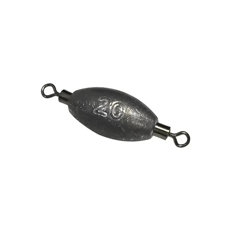 Oval Type Lead Sinkers For Long Fishing Line Fishing Lead Weights With Two Swivels